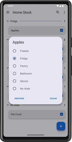 Aisle Picker Dialog