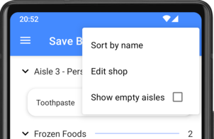 Product List Menu